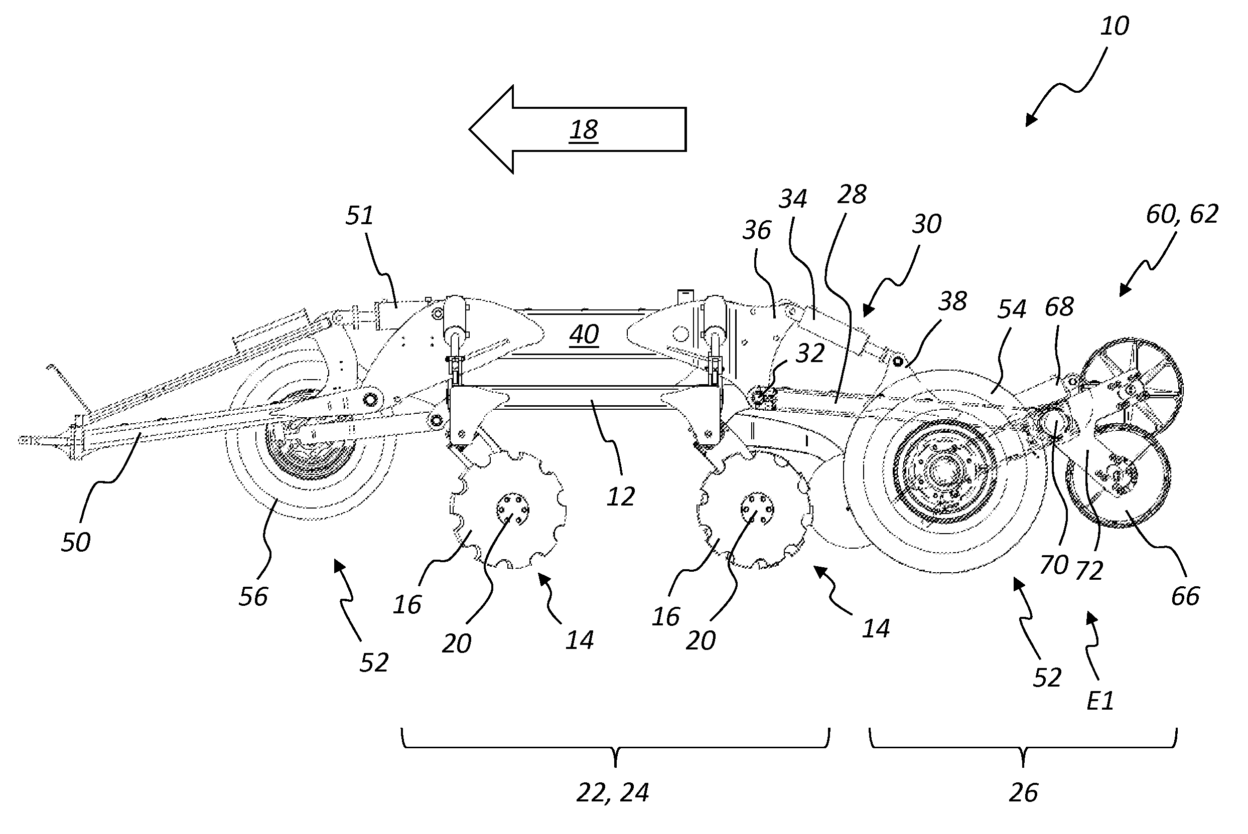 Towed agricultural machine with packer unit and method for operating such a machine