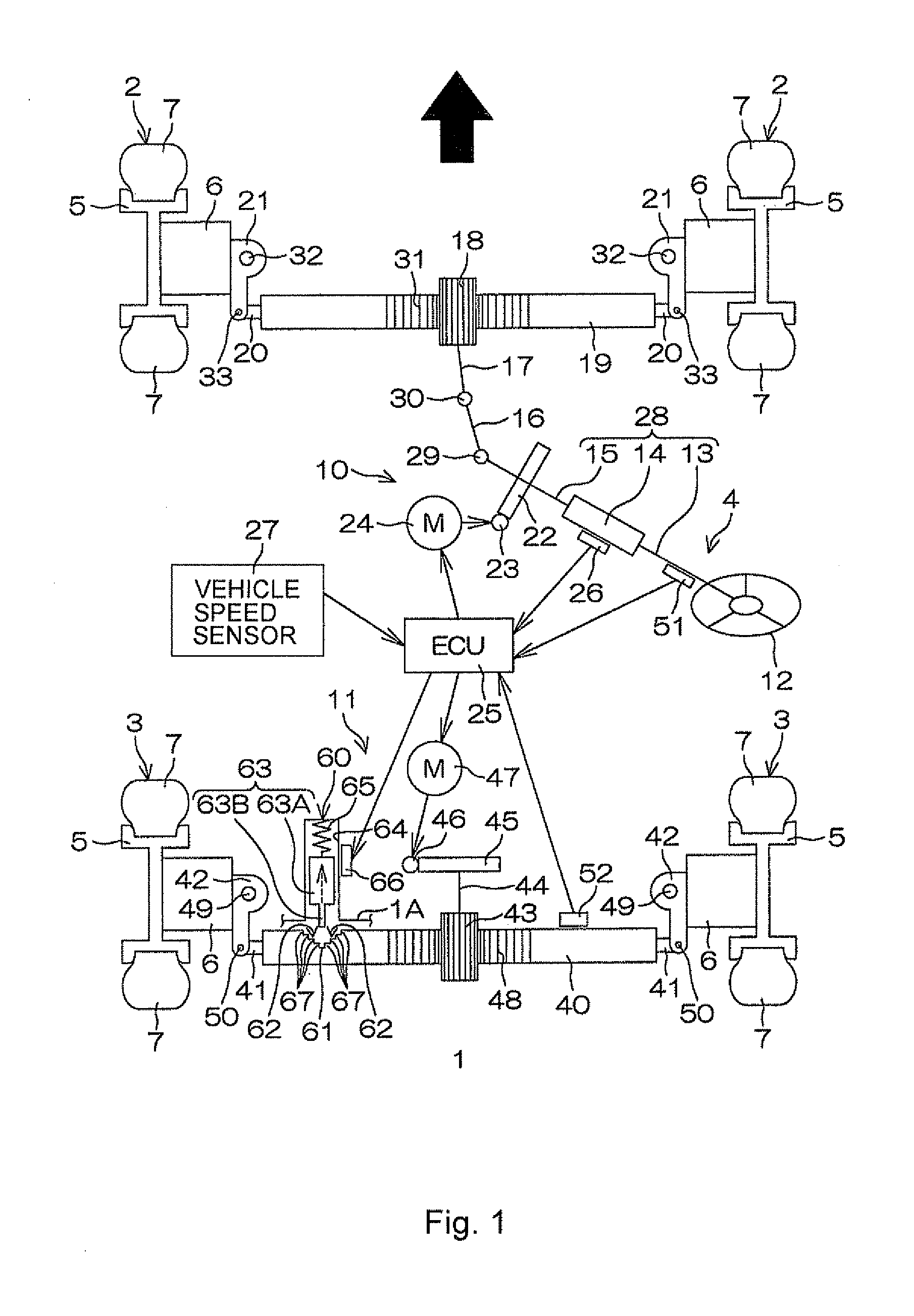 Rear wheel steering system