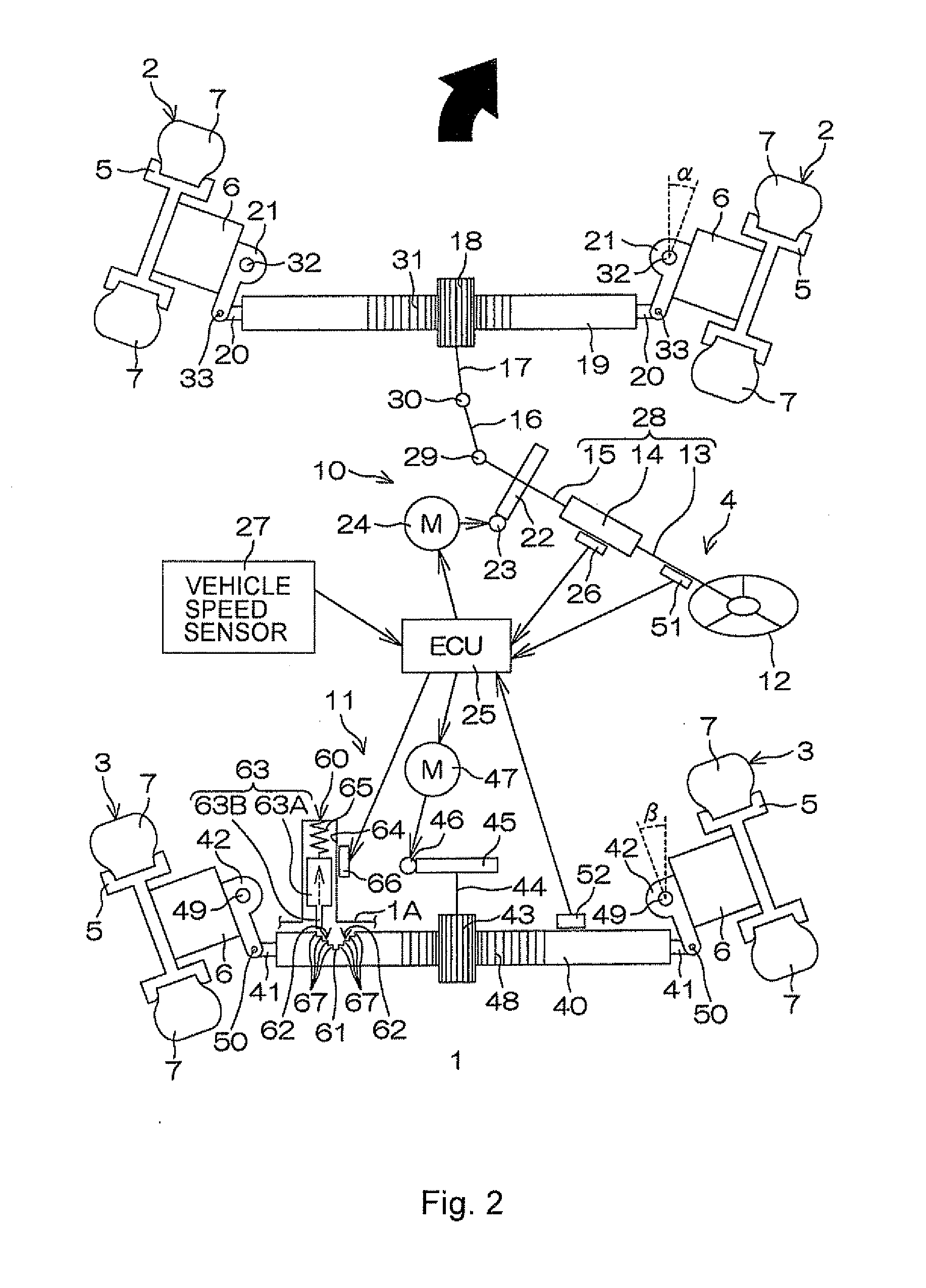 Rear wheel steering system