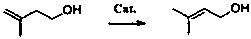 Method for synthesizing 3-methyl-2-buten-1-ol from 3-methyl-3-buten-1-ol through trickle-bed transposition