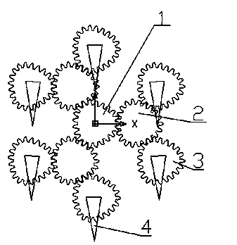 Claw-type planetary gear train planting mechanism