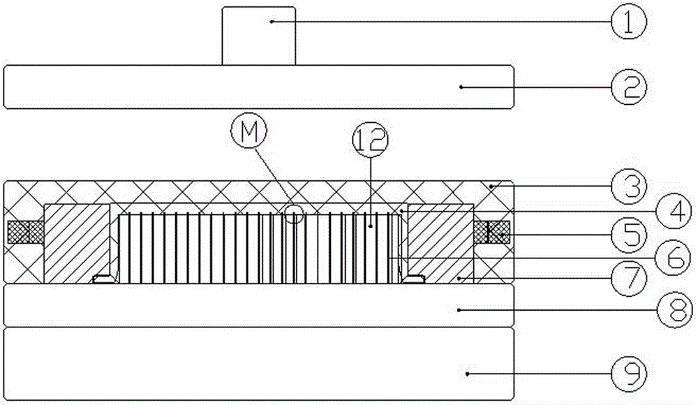 Edge extrusion riveting mold of solar energy heat radiation base plate