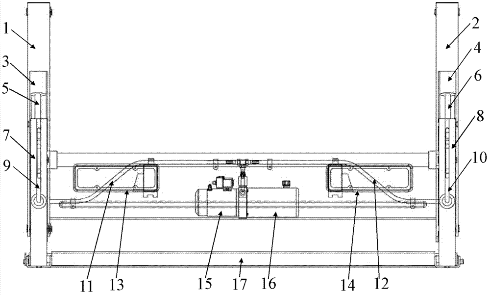 Hydraulic lifting tail-board mechanism