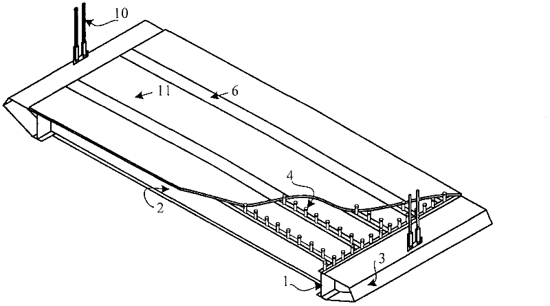 Locally uncombined suspension bridge steel-concrete combined bridge deck system and construction method of combined bridge deck system