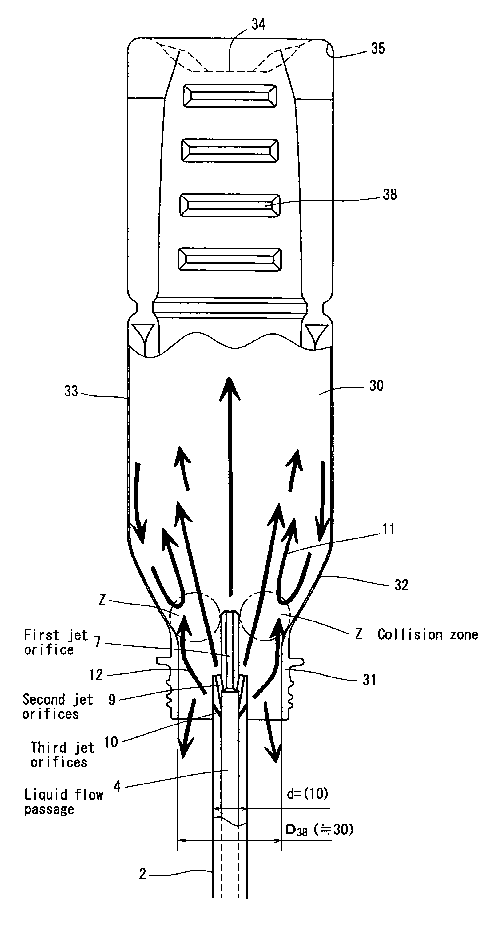 Bottle washing nozzle