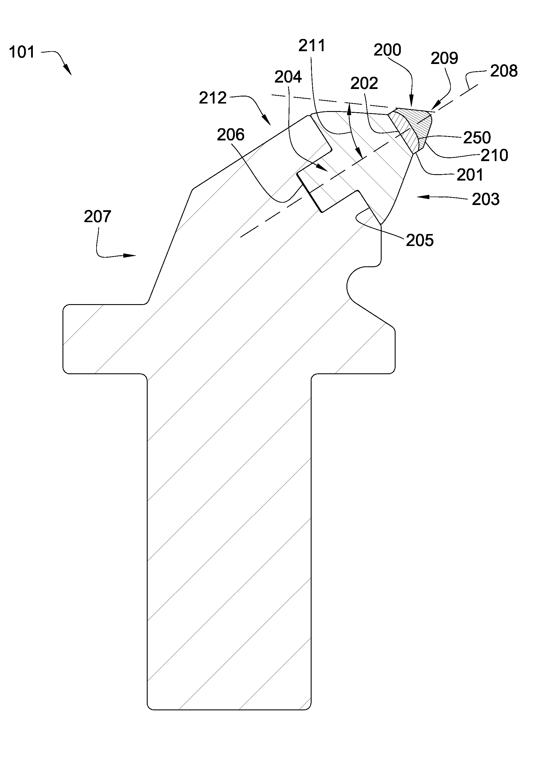 Non-rotating Pick with a Pressed in Carbide Segment