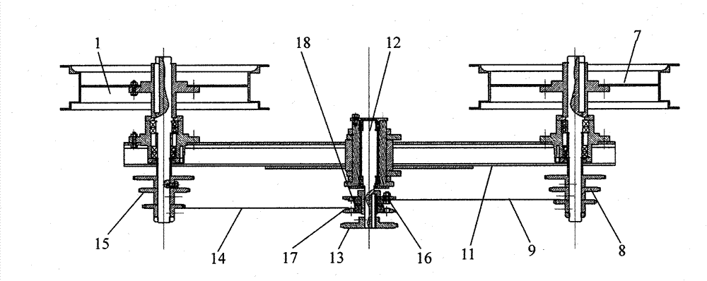 Double-wheel single-hinging profiling ground wheel assembly