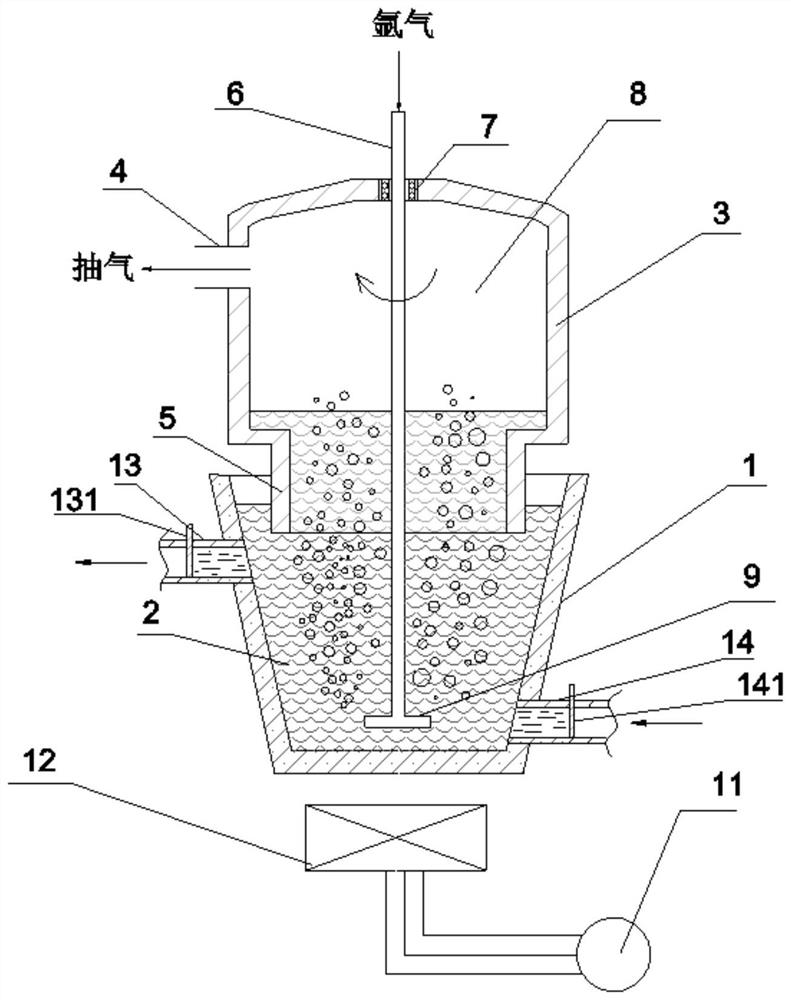 Melt control in-situ synthesized aluminum-based composite material preparation method with continuous treatment function