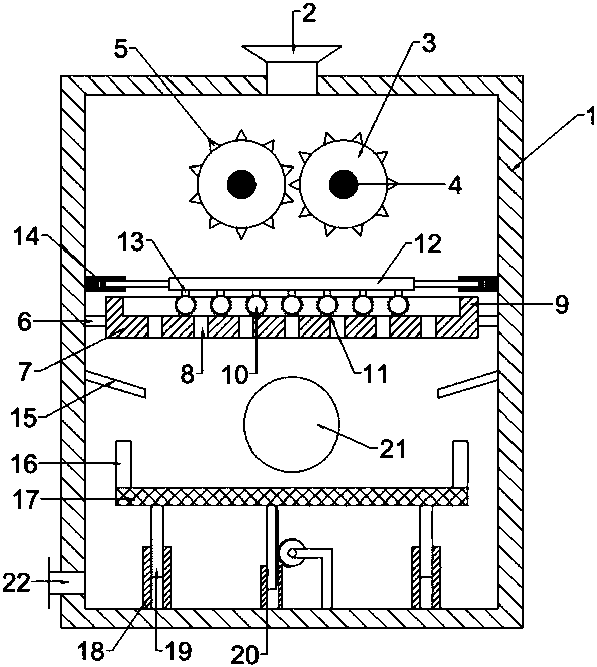 Integrated crushing and filtering equipment for food detection