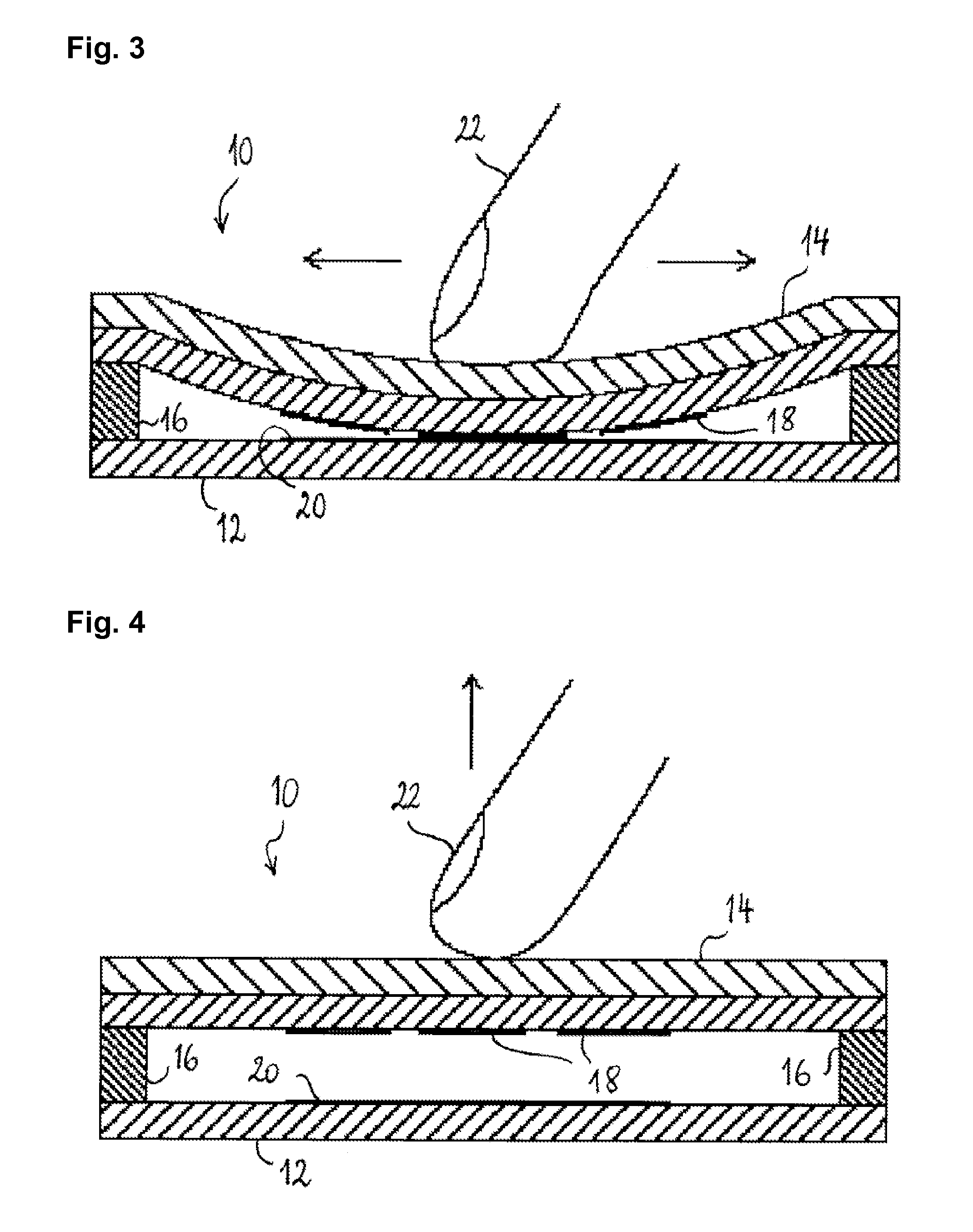 Touchpad with strip-shaped input area