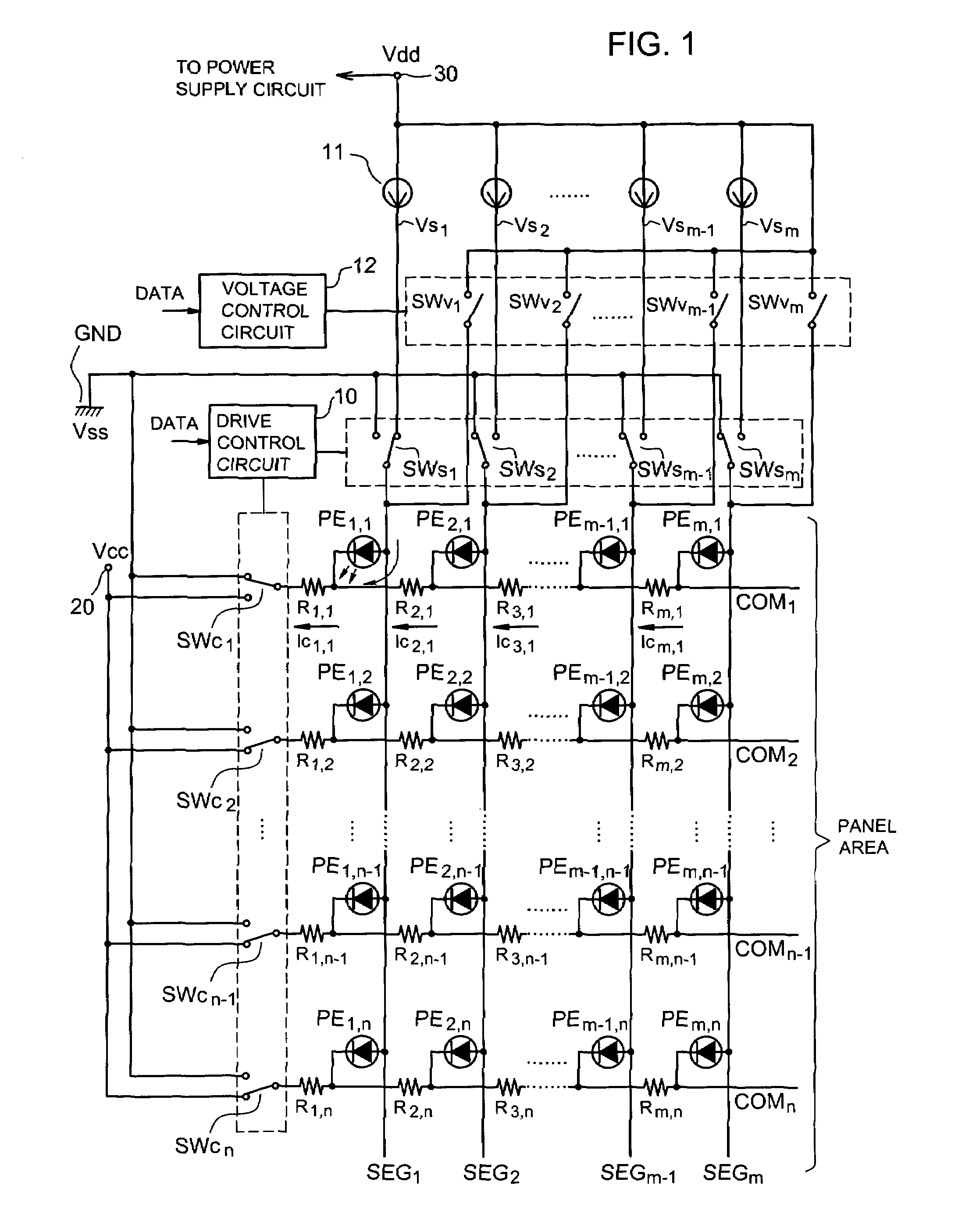 Drive circuit and drive method for panel display device