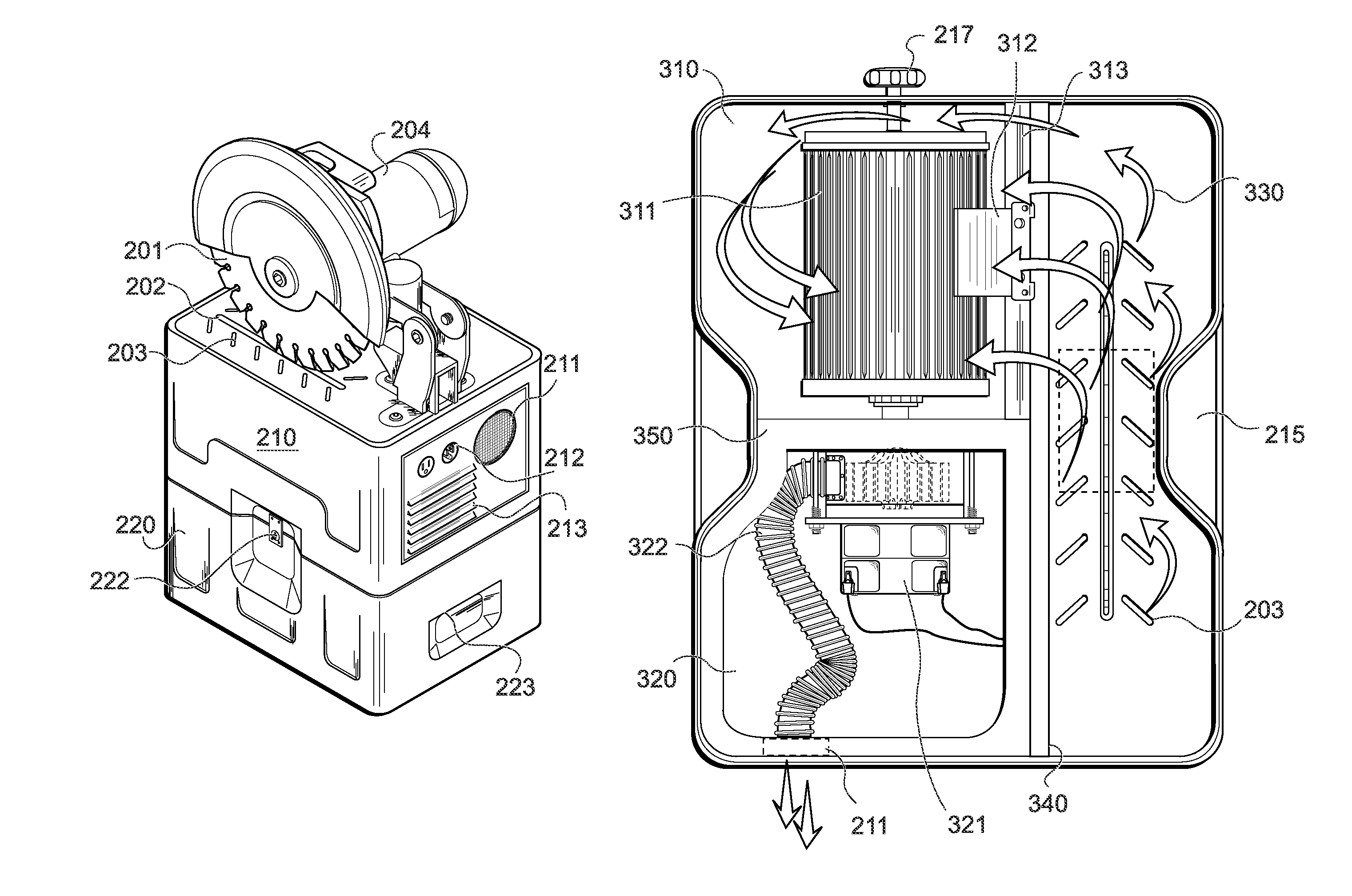 Chop saw with dust collection system