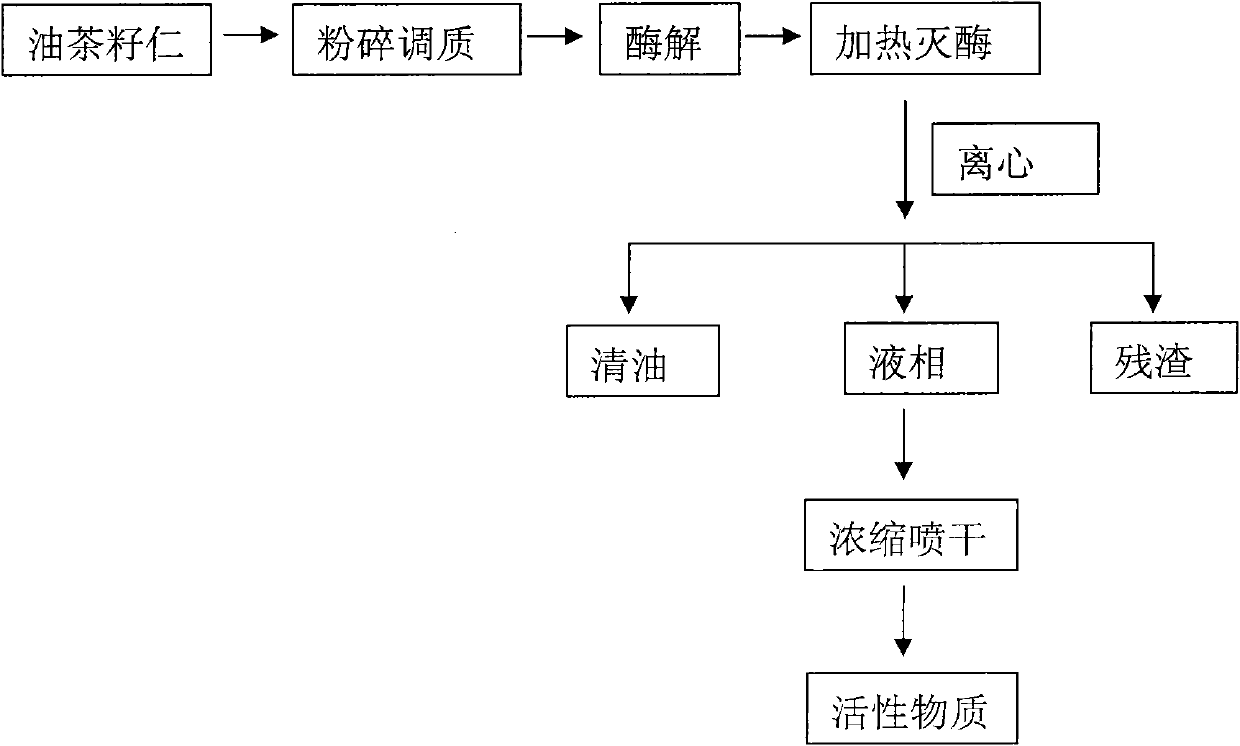 Method for extracting grease from oil-tea camellia seed kernel and recovering saponin and saccharide active substances