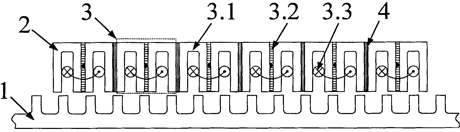 Modularization error-tolerance type permanent magnet switch magnetic linkage straight line motor