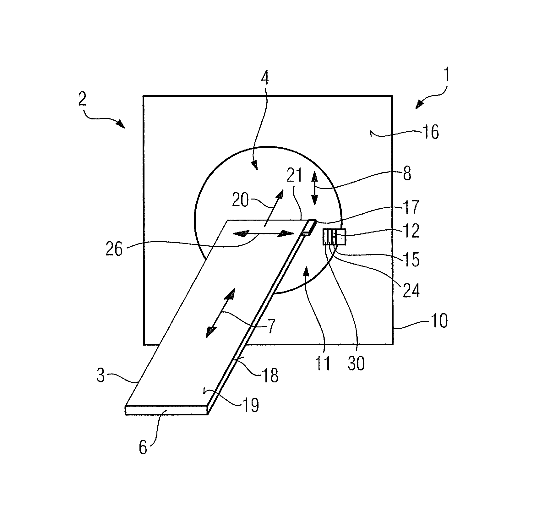 Medical imaging facility and a measurement method for detecting a position of a transport device of the medical imaging facility