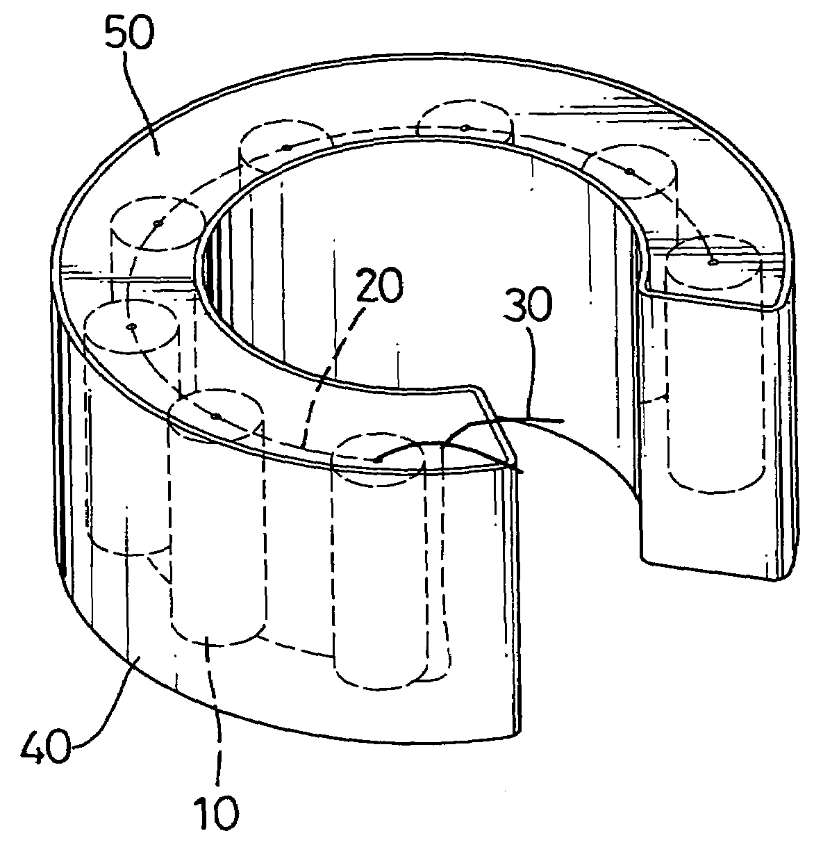 C-shaped combination capacitor assembly