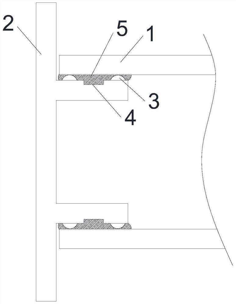 Lossless connection method and connection structure for sleeving of composite material pipe body and flange