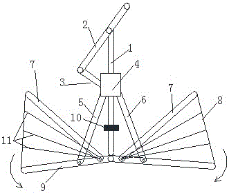 Umbrella center type water-crossing device