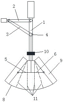 Umbrella center type water-crossing device