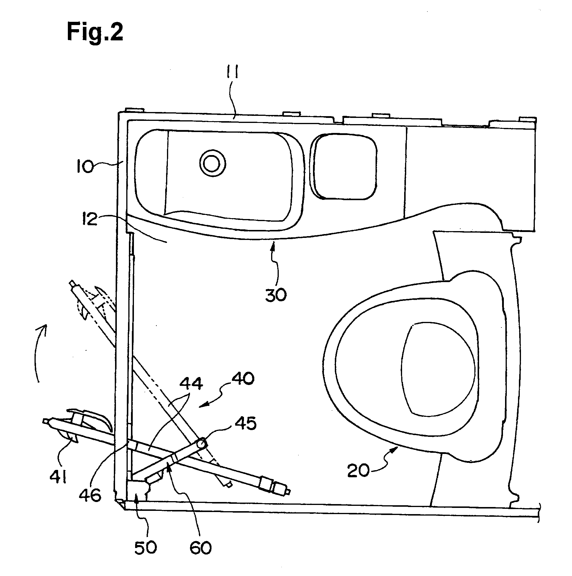 Door structure of aircraft restroom