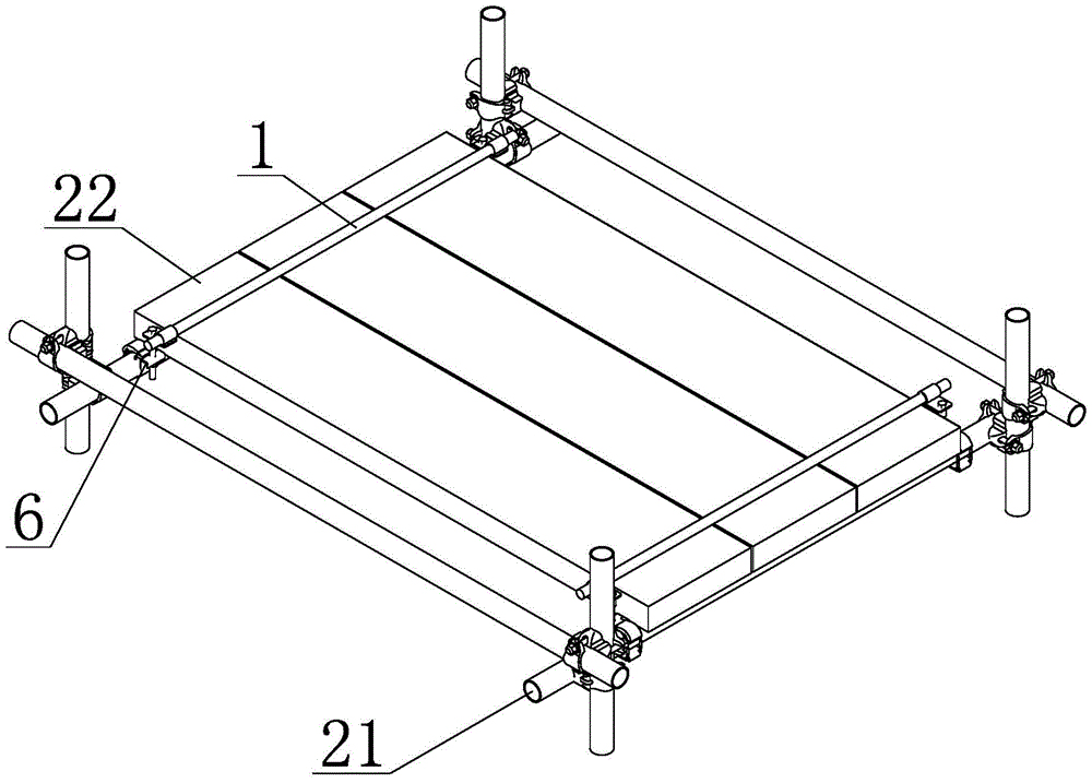 Scaffold springboard pressure rod type fixing device and method