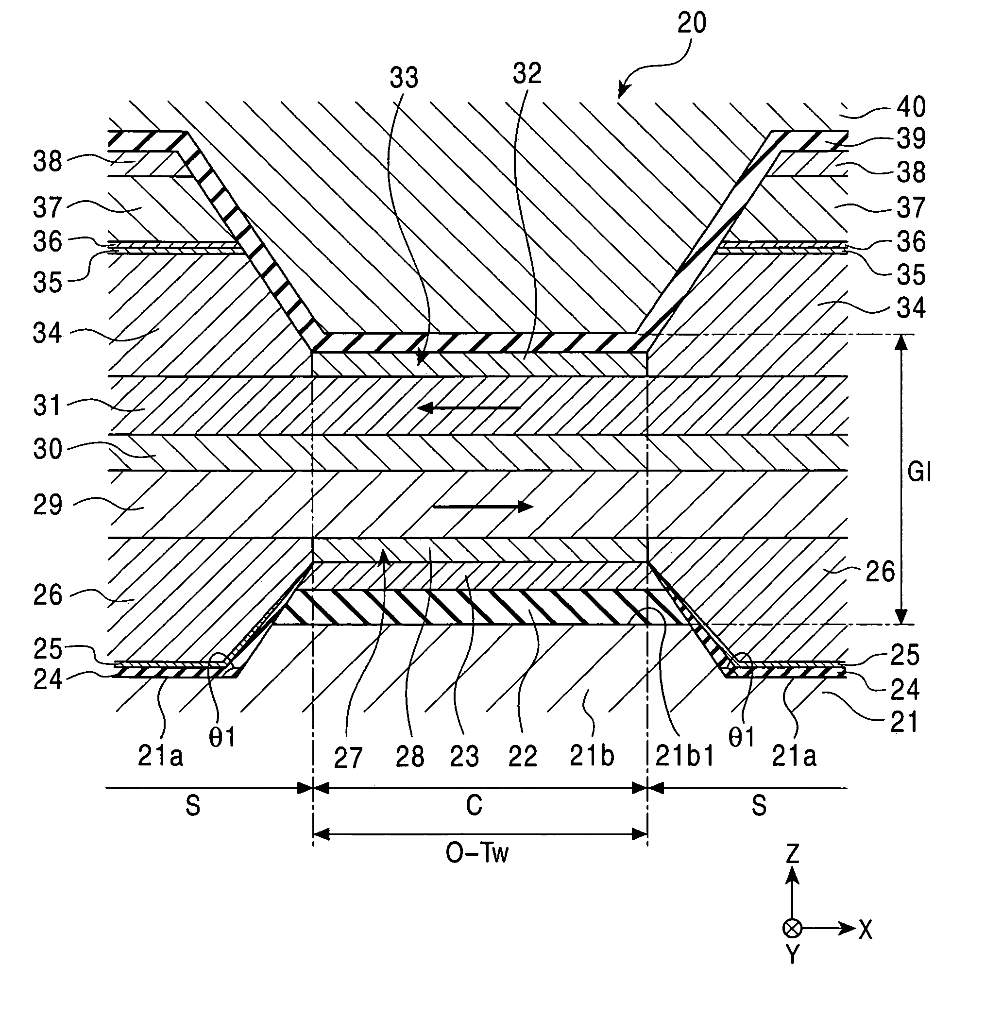 Magnetic sensing element including a pair of antiferromagnetic layers separated by spacer section in track width direction and method for fabricating same