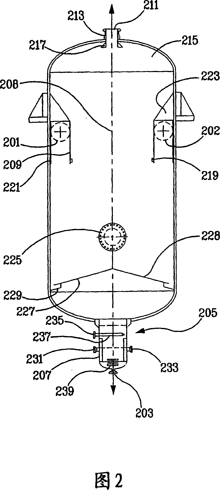 Vapor/liquid separation apparatus for use in cracking hydrocarbon feedstock containing resid