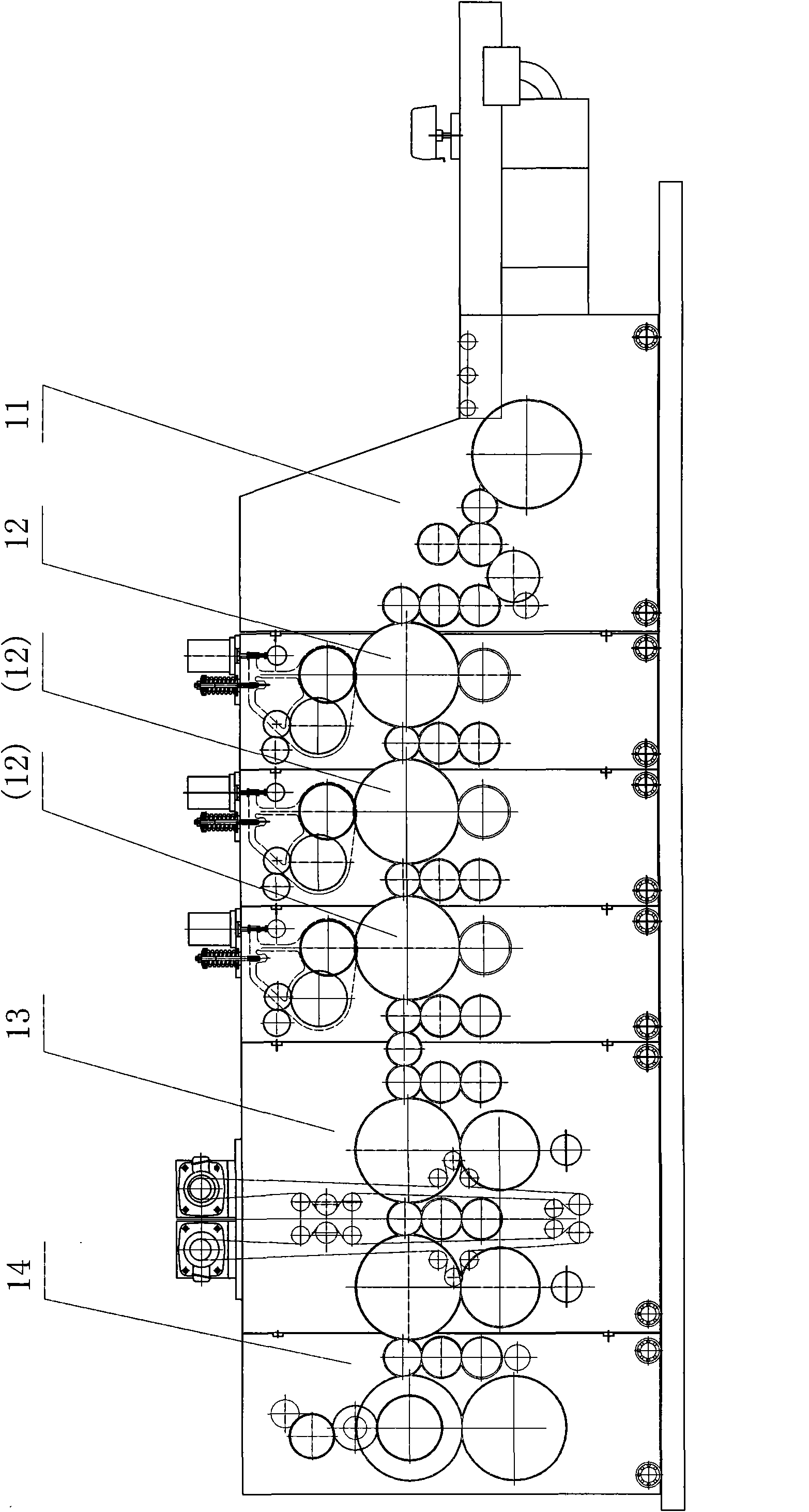 Print fluting machine with double-mode ink uniformizing device at printing part