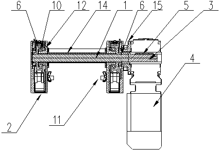 Conveyor drive mechanism provided with hexagonal through shaft and motor adapter sleeve shaft