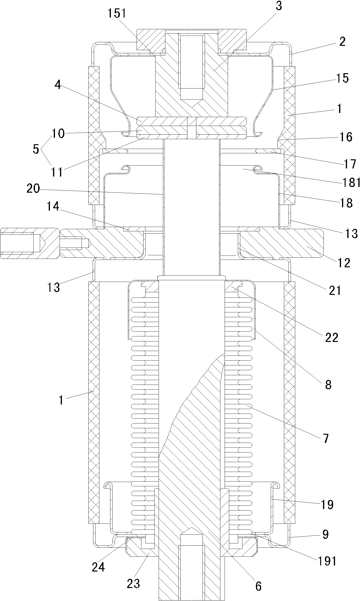 Three-station vacuum arc extinguish chamber for all-solid switch cabinet