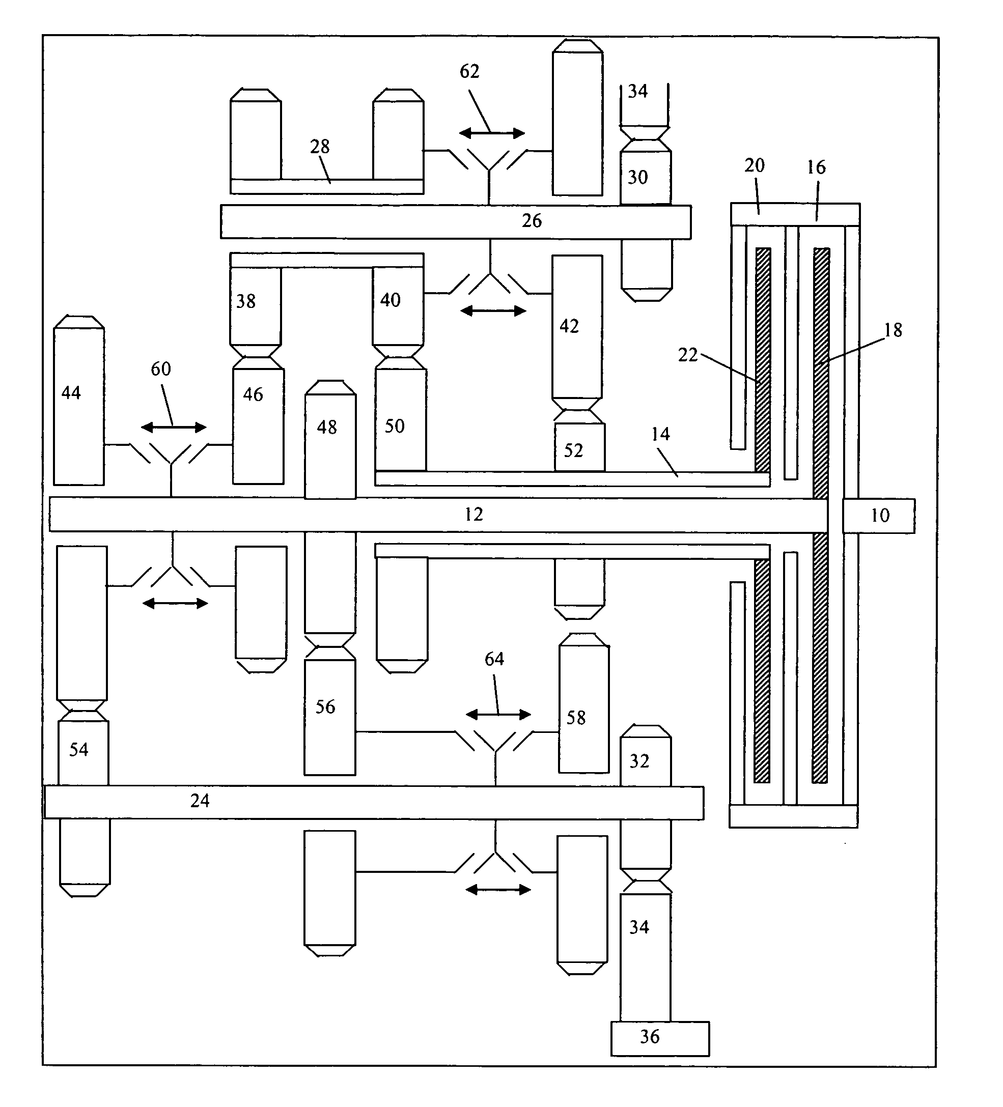 Dual clutch kinematic arrangements with wide span