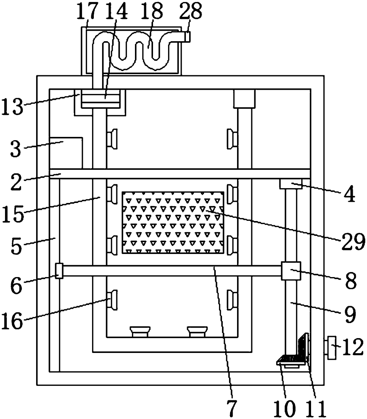 Computer network device box capable of wiping away dust on bottom of inner wall