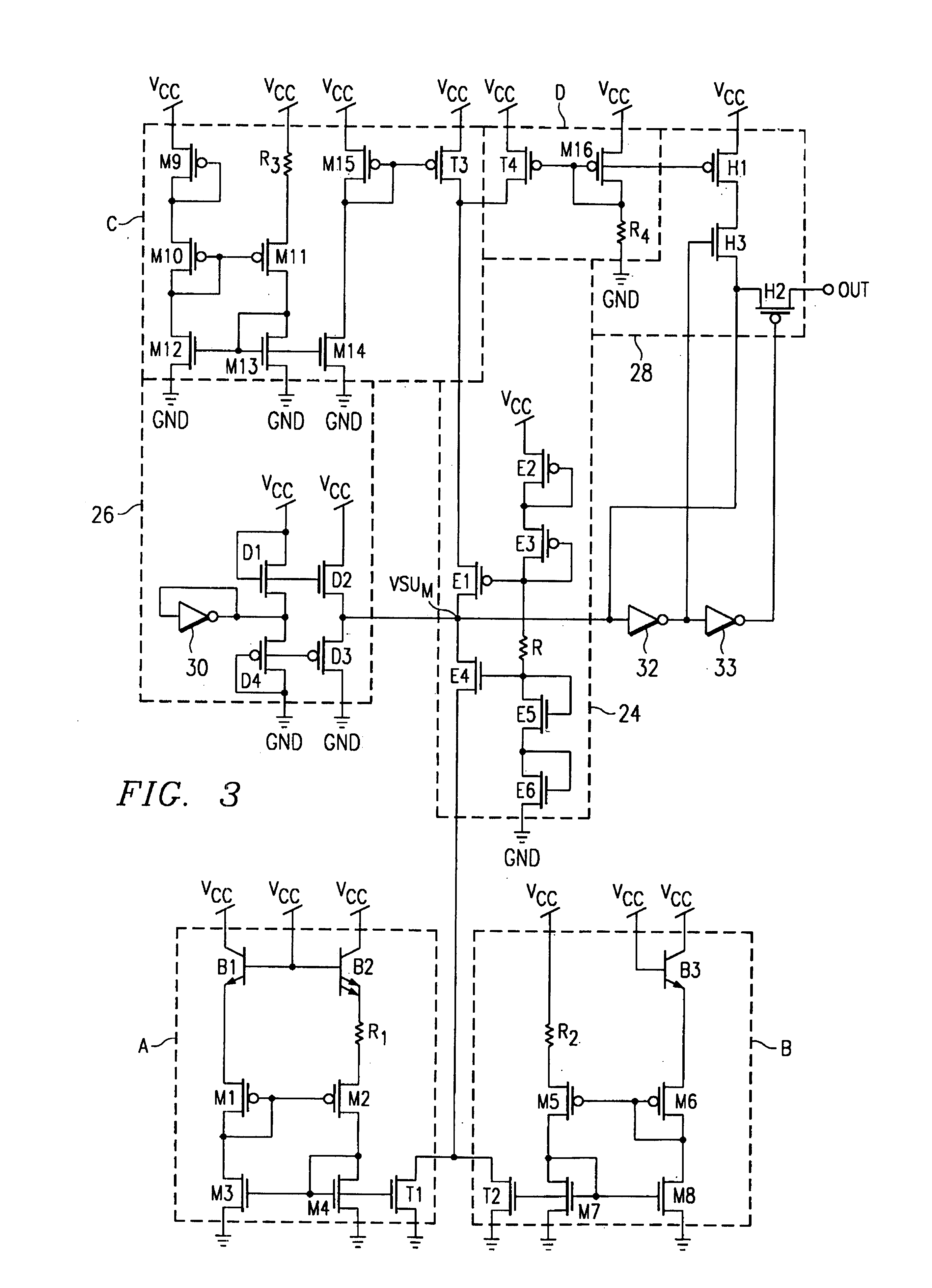 Direct current sum bandgap voltage comparator