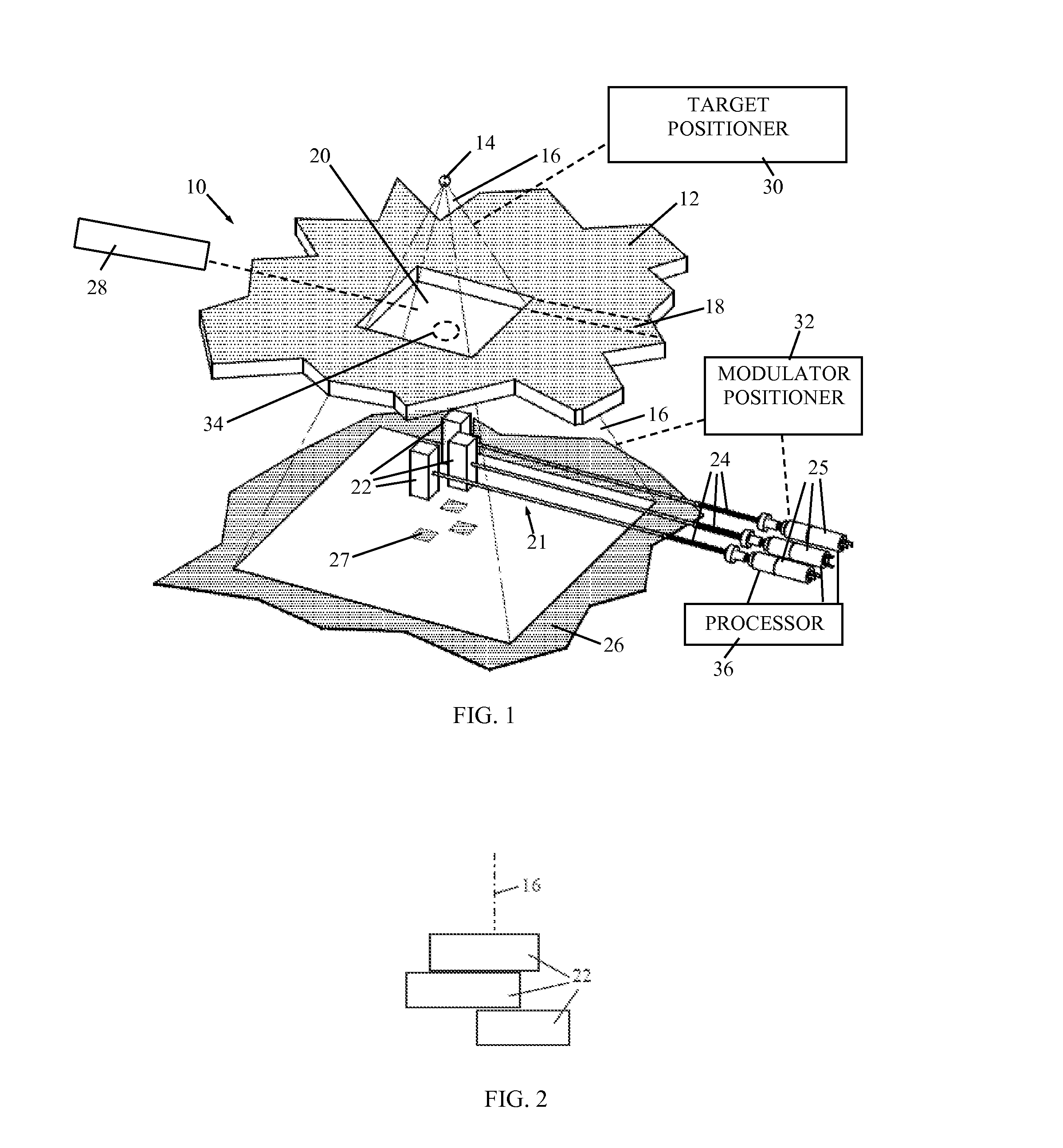 Modulating intensity of radiation beam