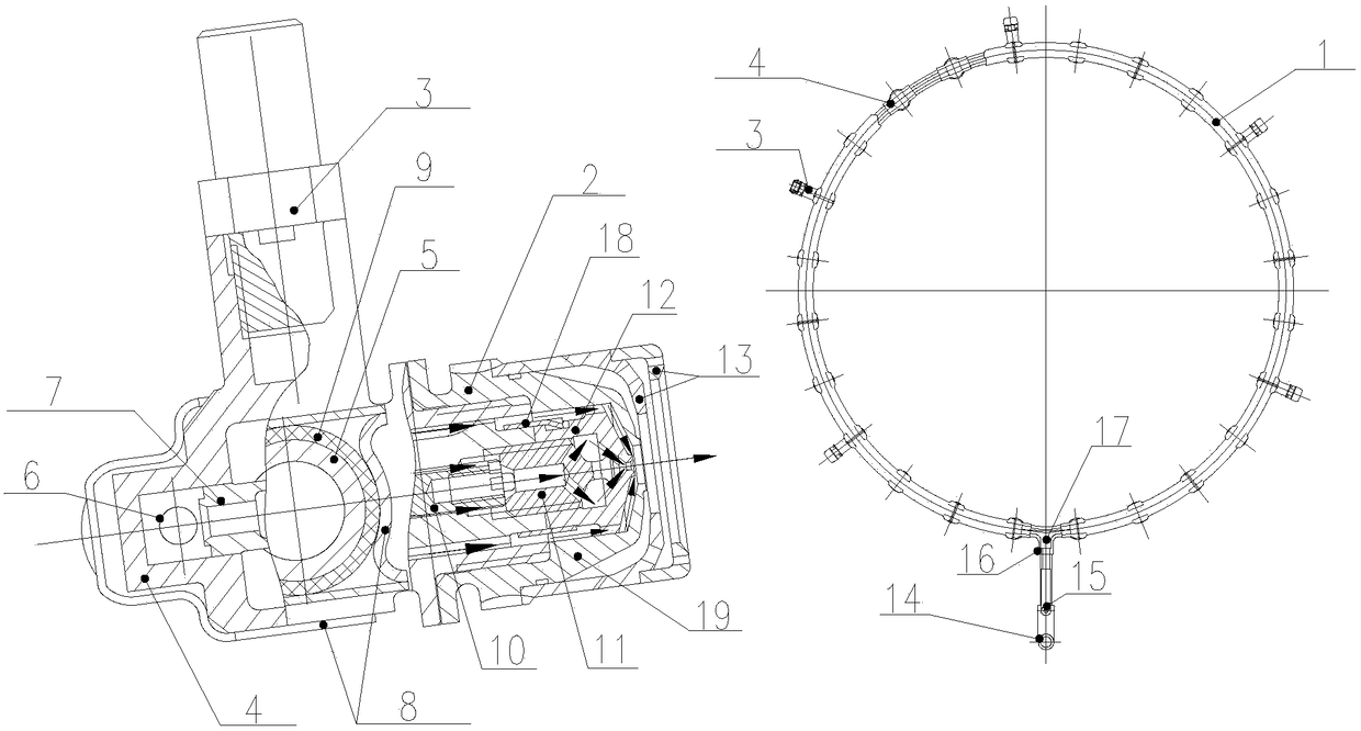 Internal fuel main pipe for double-way fuel conveying and atomization