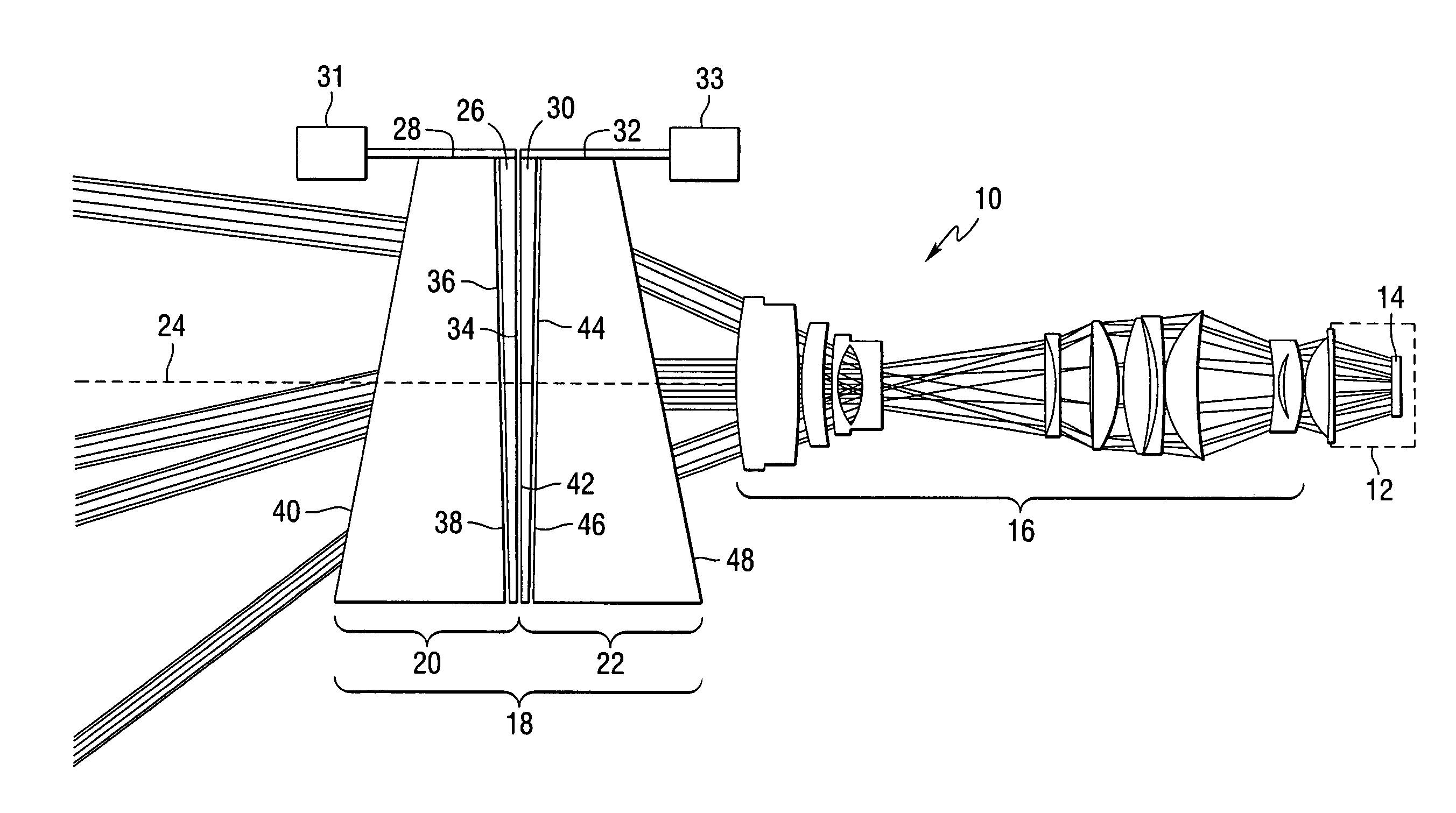 Pan and tilt apparatus using achromatic prisms