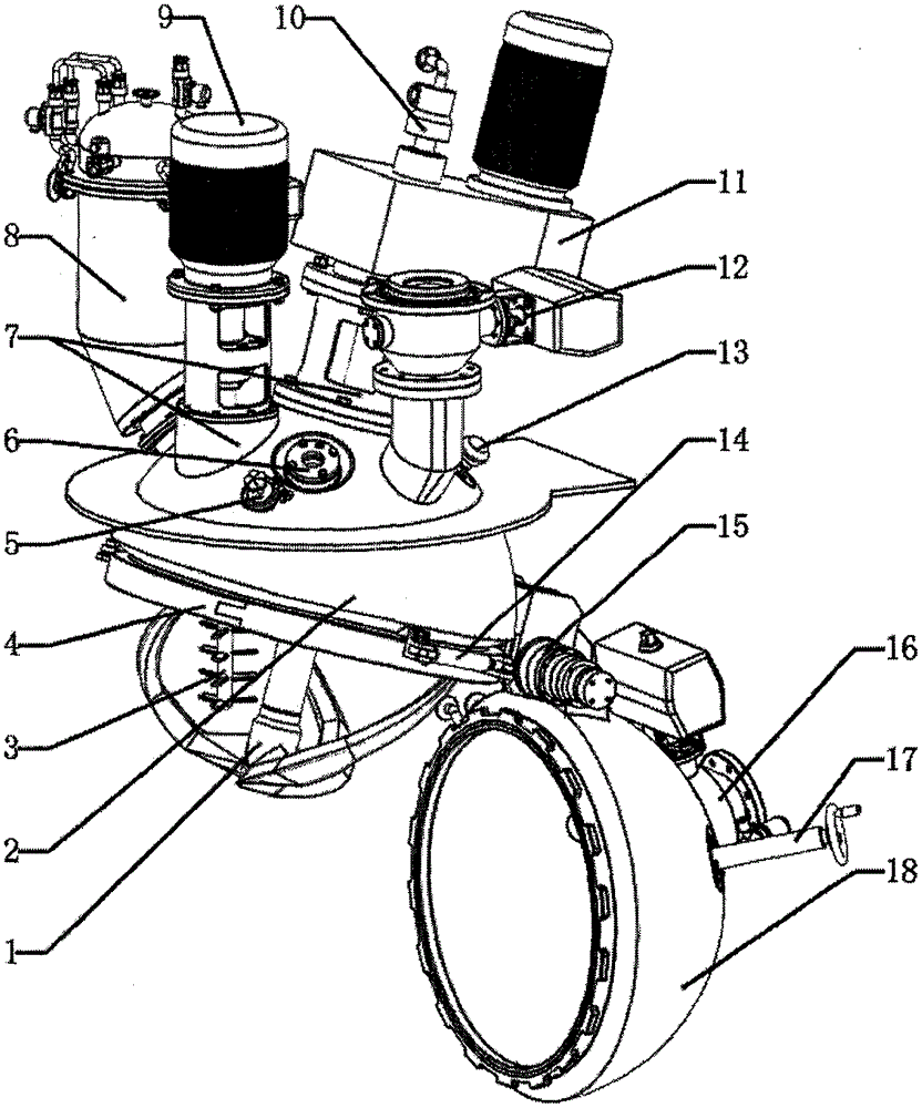 Multifunctional spherical mixing, grinding and drying all-in-one machine