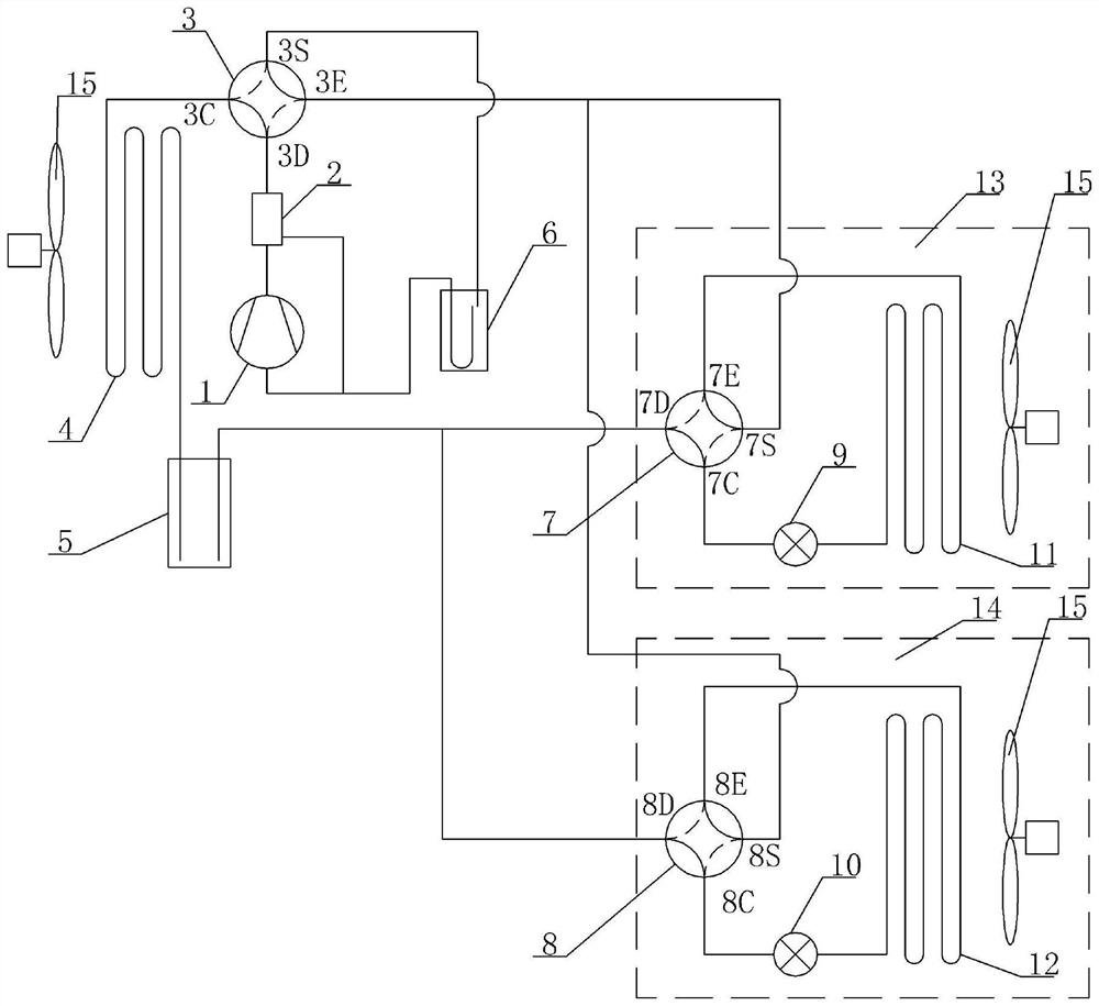 Novel one-driving-two freezing, refrigerating and drying system