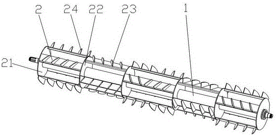 A flatting and puddling paddy field machine through shaft type cutter shaft roller with cage-type cutter rests and toothed cutters