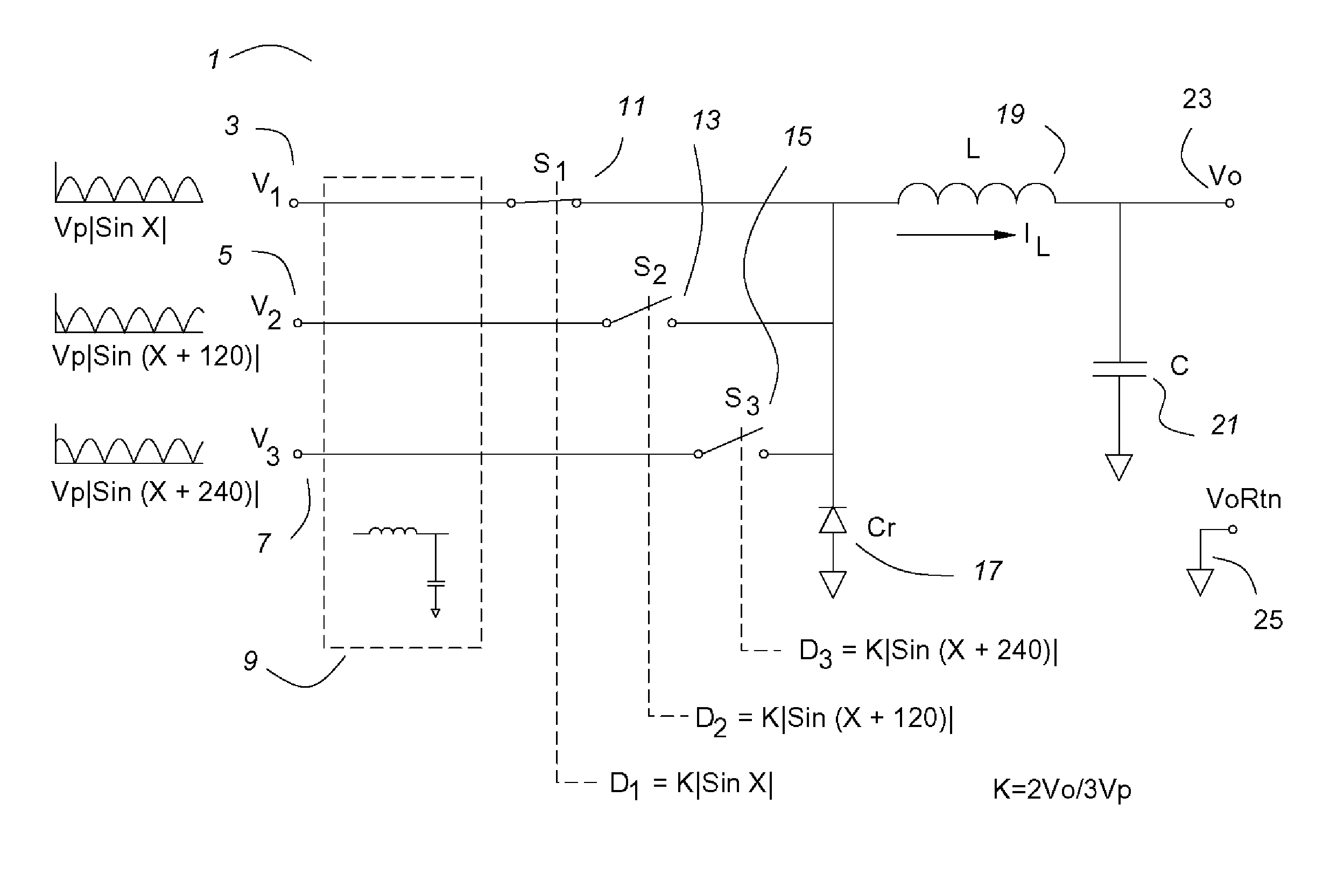 Three phase buck power converters having input current control