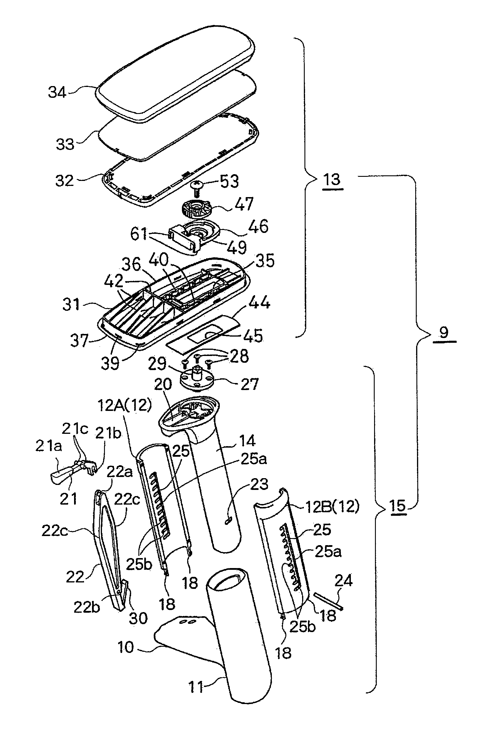 Armrest device in a chair