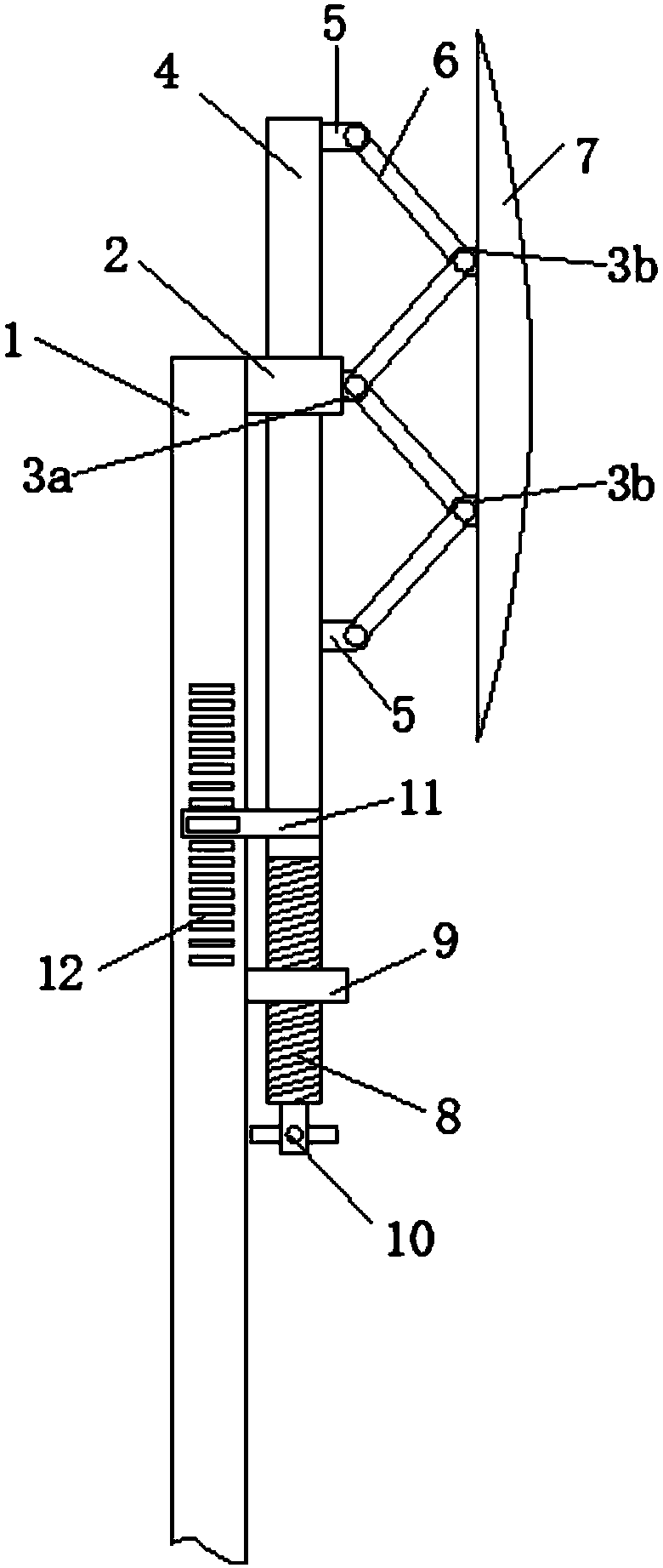 Connecting rod type angle adjustable reflector for crooked road, and use method