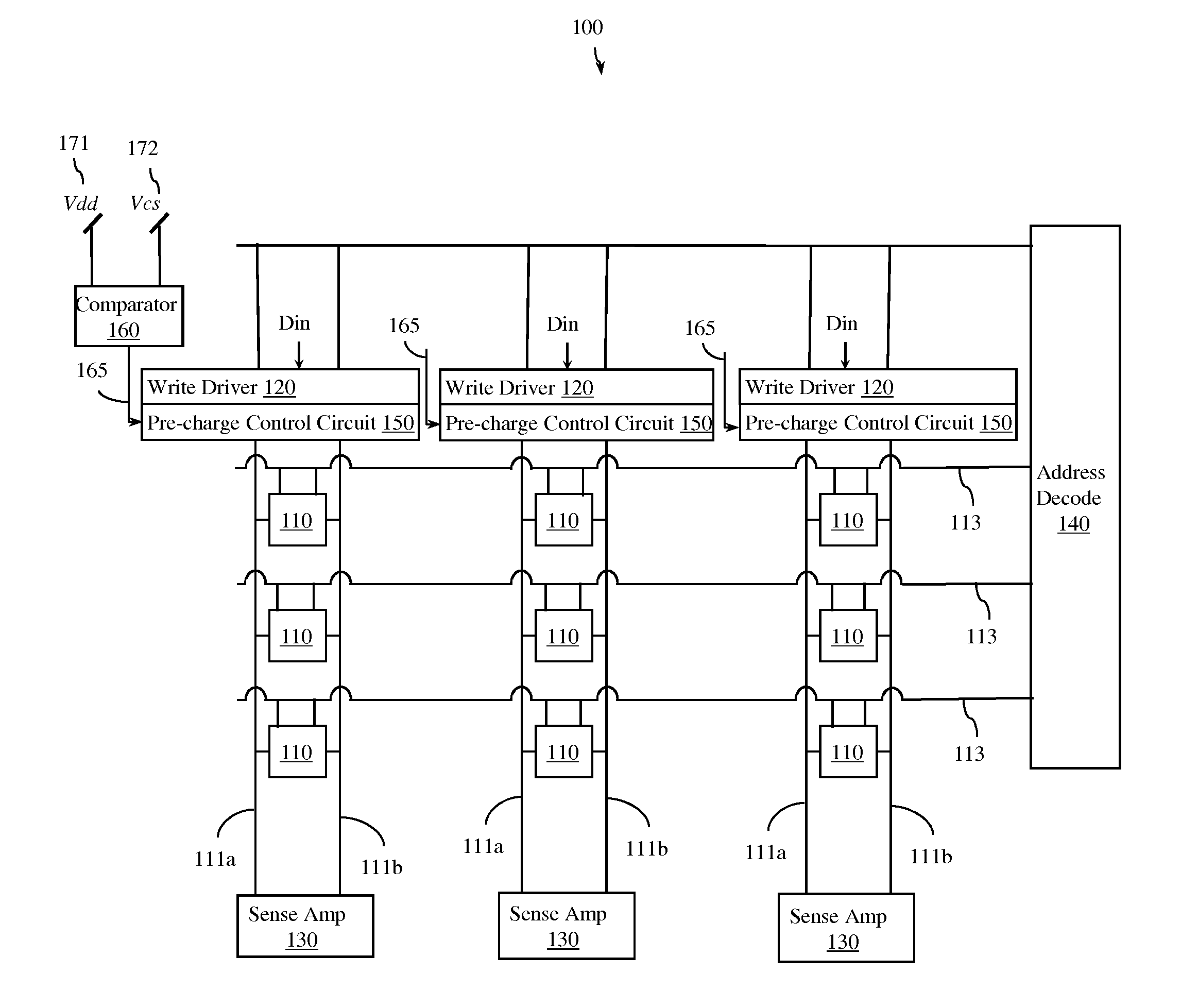 Dual power supply memory array having a control circuit that dyanmically selects a lower of two supply voltages for bitline pre-charge operations and an associated method