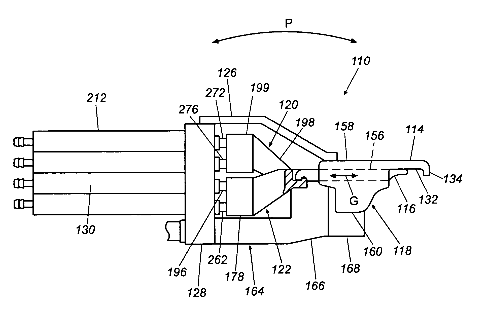 Gate assembly for tufting machine