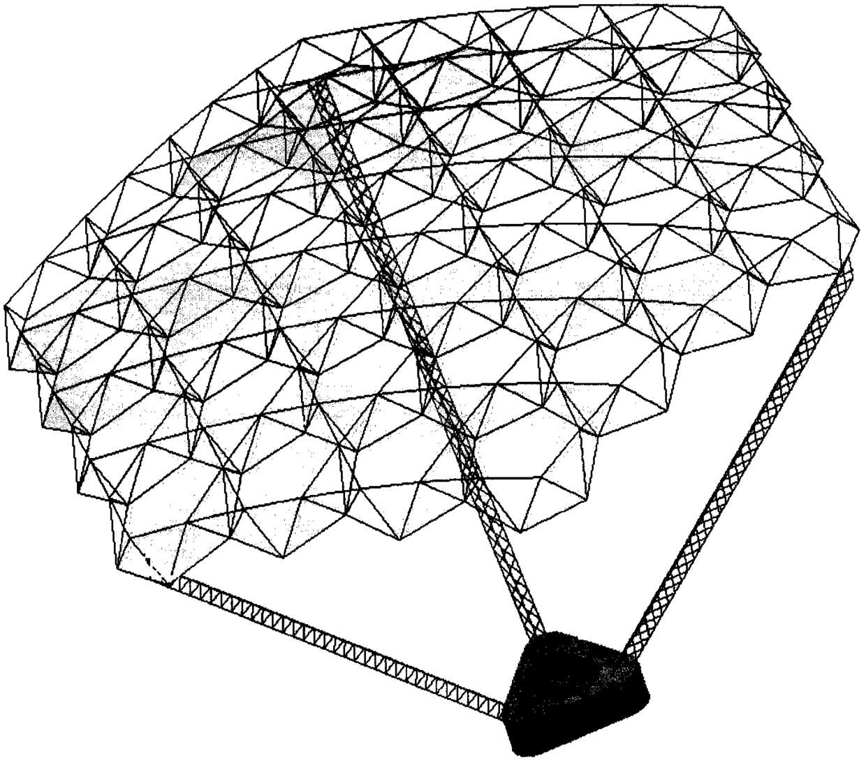 An assembly device for a space-assembled antenna assembly unit