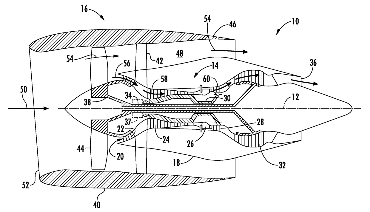 Aeroderivative jet engine accessory starter relocation to main shaft -- directly connected to hpc shaft