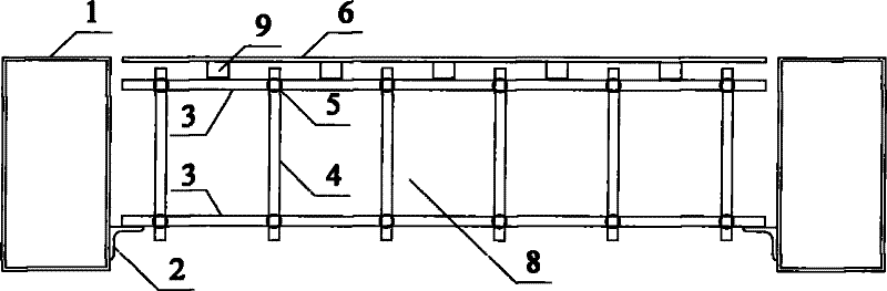 Template support system of box type girder cast-in-place concrete floor plate of steel frame construction