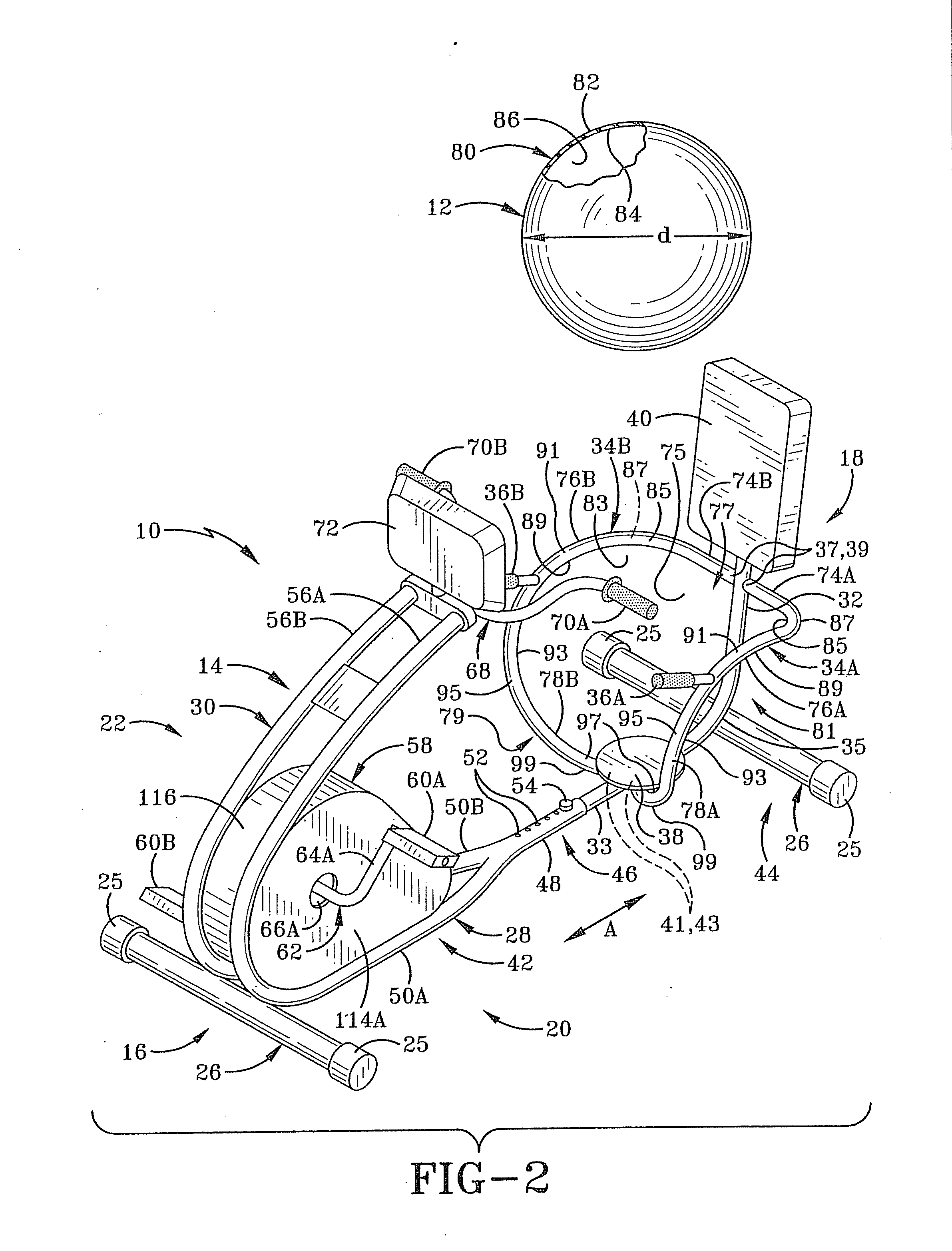 Exercise machine with stationary bicycle and inflatable seat