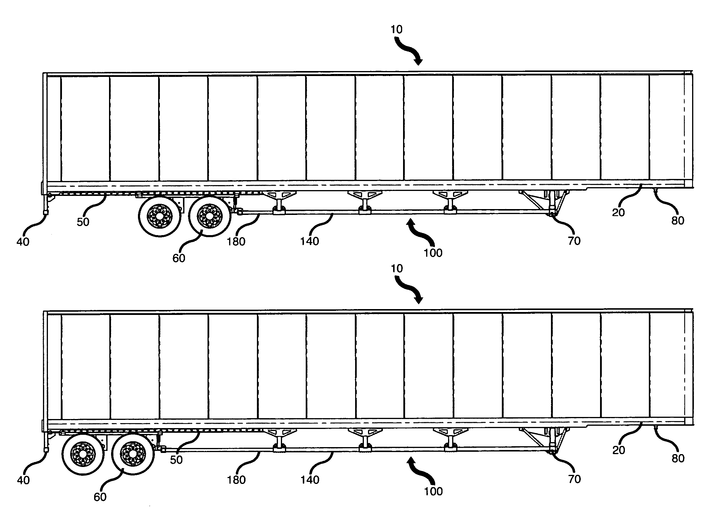 Telescoping side under-ride guard for sliding axle trailer