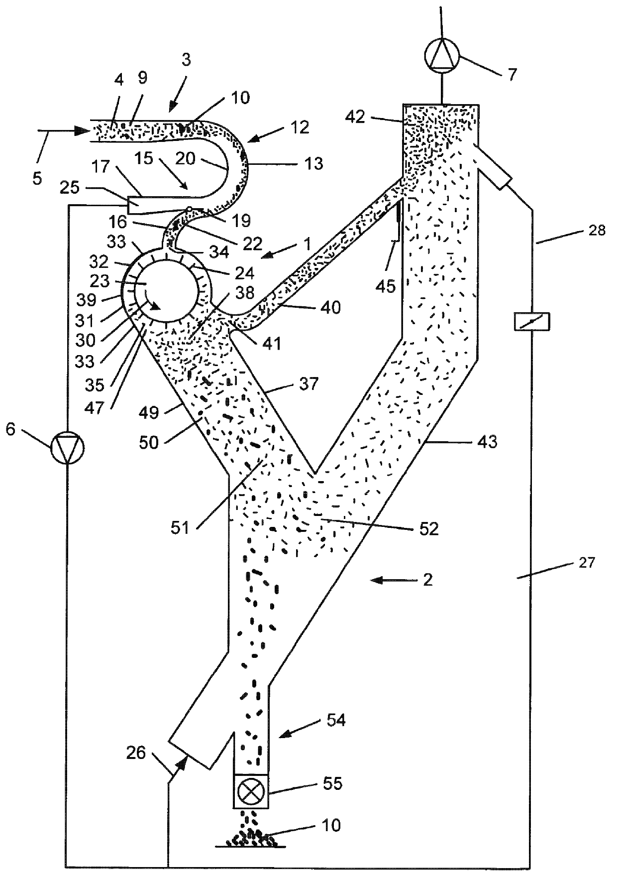 Method and device for separating out contaminants from a pneumatic fibre stream